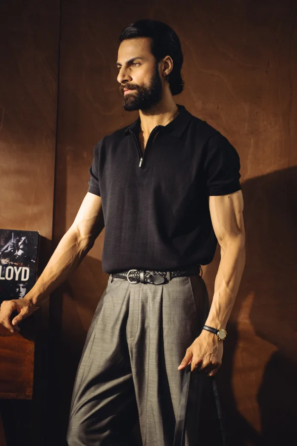 Textured Knitted Polo - Light Olive - Image 2