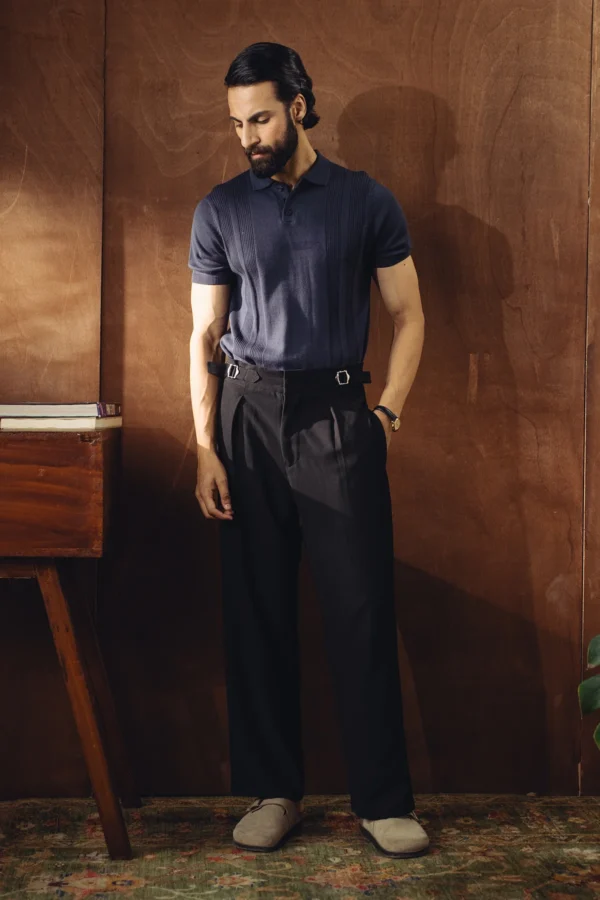 Textured Knitted Polo - Light Olive - Image 3
