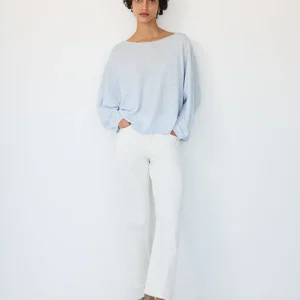 Linen Cotton Slash Neck Batwing Jumper