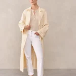 Mixed Media Extended Shoulder Knot Detail Dress - off white