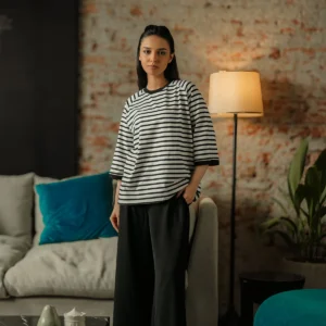 Raglan Stripe Tee - Black and White